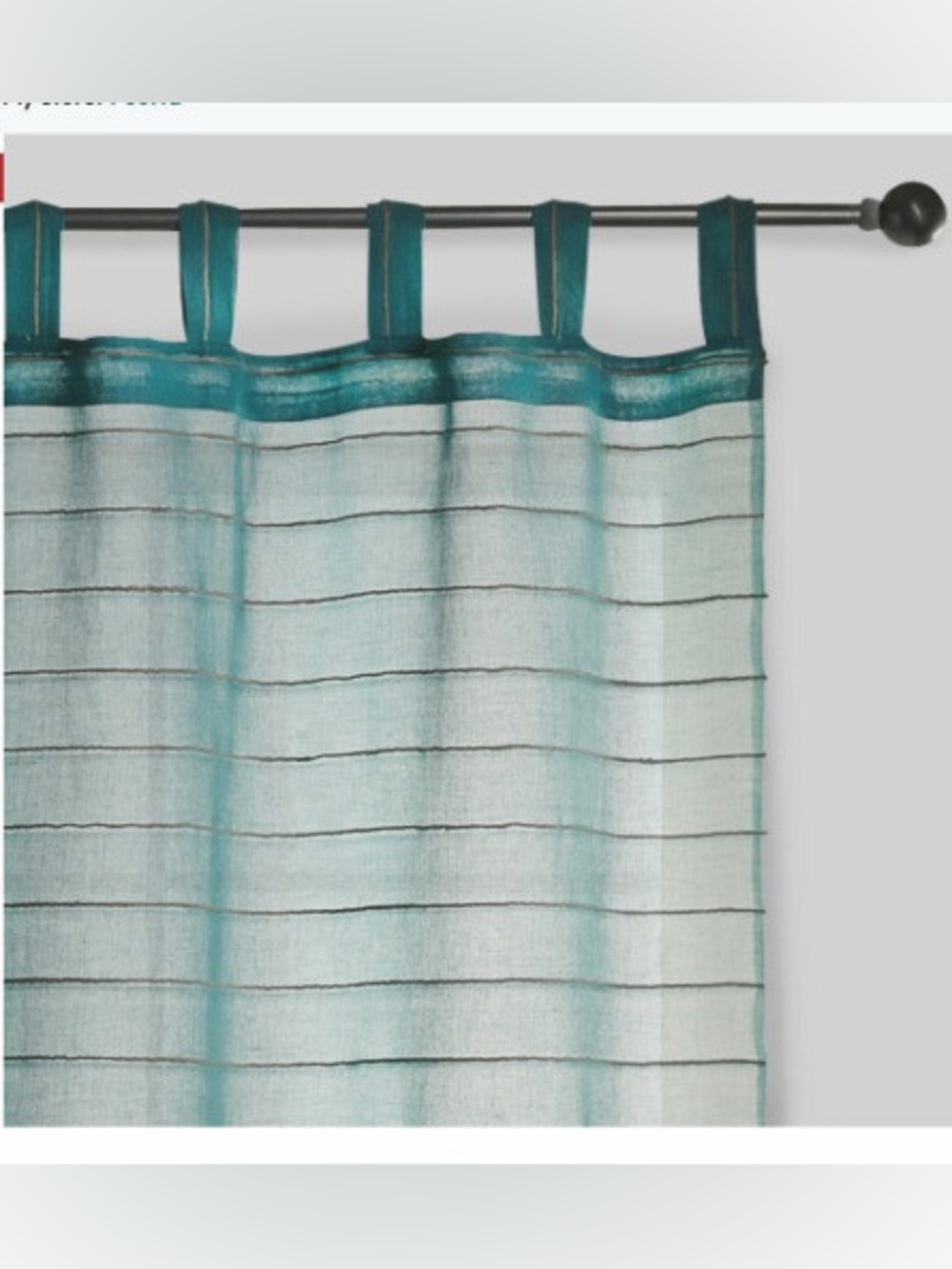 Cost Plus World Market Sahaj Teal Jute Striped Curtains 45”x96” Set of 2 - Picture 2 of 6